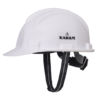 KARAM PN521 Safety Helmet for Men – White (Pack of 4) | Industrial Construction Helmet with Ratchet Adjustment, Chin Strap & Protective Peak | IS 2925:1984 Certified Hard Hat