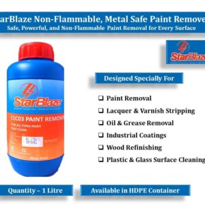 StarBlaze 11C03 Paint Remover – Non-Flammable, Metal & Plastic Safe, Solvent-Free Paint Stripper – Biodegradable Formula – 1 Litre HDPE Pack of 2 – Industrial-Grade Coating Remover